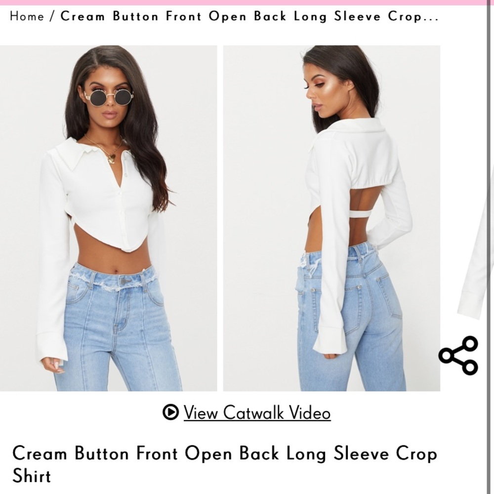 Pretty little thing Button Front Open Back Crop